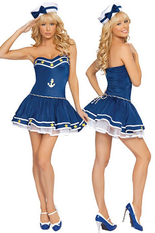 Halloween Costume Blue Vigorous Sailor Costume - Click Image to Close